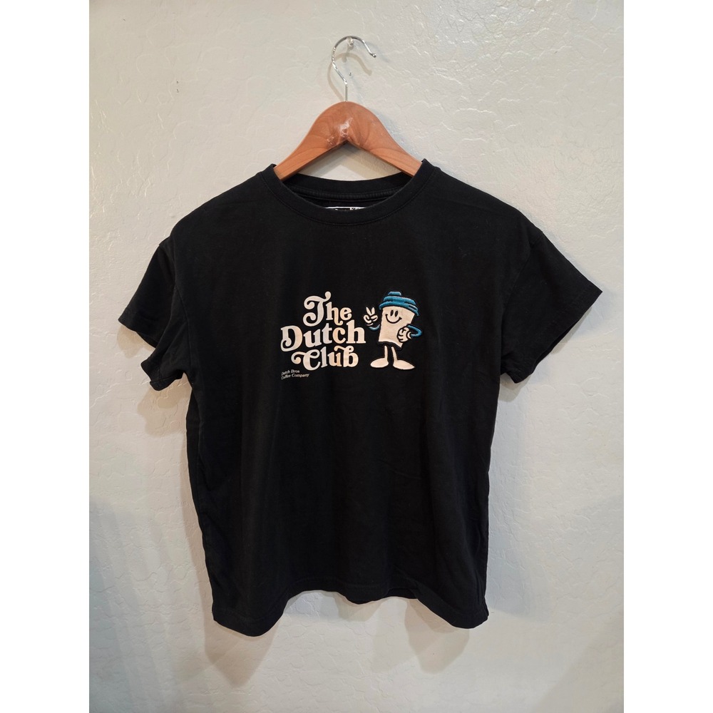 Dutch Bros Coffee The Dutch Club Vintage Black Graphic T-Shirt Womens Small